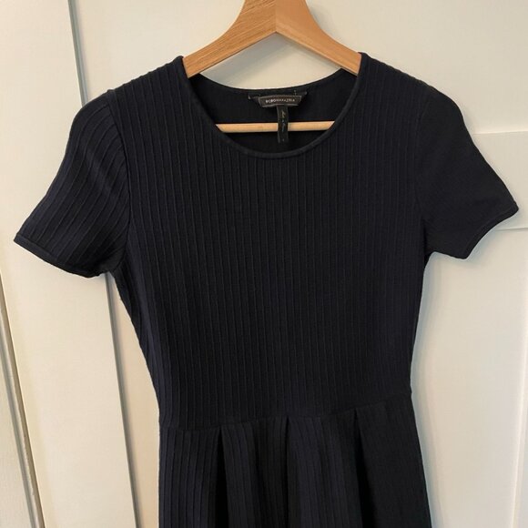 BCBGMaxAzria Womens Navy Blue Pleated Midi Dress - Picture 5 of 9